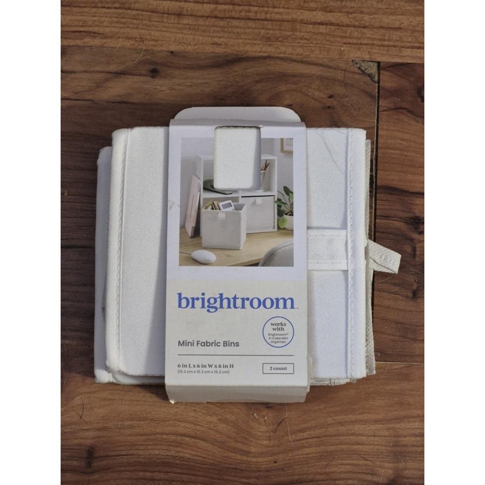 Brightroom Mini Collapsible Fabric Storage Bins White 6x6x6 Set of 2 S33